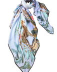 Grande Cheetah Scarf Cerulean Scarves Alpine Cashmere