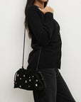 Small Crystal Embellished Stash Bag Black Clutch Veronica Beard
