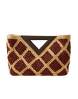 Crochet Raffia Vesper Bag Espresso Clutch Veronica Beard
