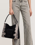 Vida Shoulder Bag Snake Embossed Black Hobo & Shoulder Veronica Beard