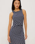 Harriet Dress Navy Ivory Stripe