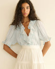 Henri Top Alice Blue Tops - Blouses Doen