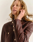 Winifred Leather Jacket Wine Outerwear - Longsleeve Cartolina