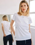 Embroidered T-Shirt Horseshoe Tops - Tees catherinegee