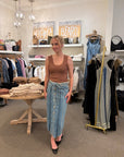 Denim Midi Skirt Orange