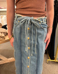 Denim Midi Skirt Orange