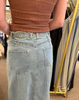 Denim Midi Skirt Orange
