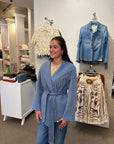 Rowen Fringe Jacket Dusty Blue Outerwear - Longsleeve Simkhai