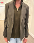 Auden Knit Combo Blazer Dark Olive Jackets - Blazers Simkhai