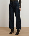 Ryder Adjustable Button Hem Barrel Jean Indigo Rinse Denim - Straight Veronica Beard