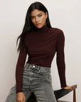 Mylie Mock-Neck Top Raisin Tops - Turtleneck Veronica Beard