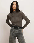 Nate Mock-Neck Top Dark Acorn Multi Tops - Turtleneck Veronica Beard