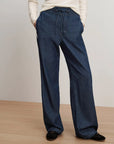 Taylor Track-Stripe Wide-Leg Jean Indigo Rinse Denim - Flare & Wide Leg Veronica Beard