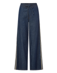 Taylor Track-Stripe Wide-Leg Jean Indigo Rinse Denim - Flare & Wide Leg Veronica Beard