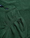 Bouvet Smocked-Shoulder T-Shirt Dark Hunter Green Tops - Tees Veronica Beard