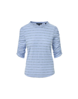 Waldorf Ruched-Sleeve T-Shirt Ice Blue Multi Tops - Tees Veronica Beard