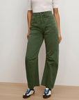 Sloane High Rise Barrel Dark Hunter Green Denim - Straight Veronica Beard
