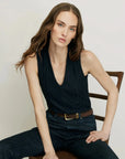 Evania V Neck Tank Navy Tops - Tanks Veronica Beard