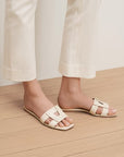 Via Slide Sandal Ecru Flats - Slide Veronica Beard - Shoes