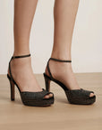 Brianne Crystal Platform Sandal Black Sandals - Heeled Sandals Veronica Beard - Shoes