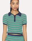 Marine Knit Polo Kelly Green Stripe polo Simkhai