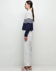Jules Knit Polo Midnight Stripe Sweater - V-Neck Simkhai