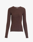 Crew Neck Kayden Knit Top Chocolate Melange Sweater - Crewneck Tanya Taylor
