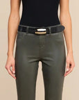 Milou Domed Belt Black Lizard Embossed Belts L'Agence