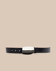 Milou Domed Belt Black Lizard Embossed Belts L'Agence
