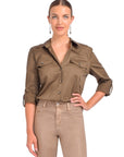 Pearson Military Blouse Pine Tops - Button Down L'Agence
