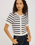 Lora Top Ivory/Navy Stripe Sweater - Cardigans Rails