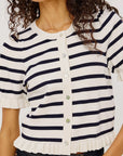Lora Top Ivory/Navy Stripe Sweater - Cardigans Rails