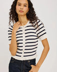 Lora Top Ivory/Navy Stripe Sweater - Cardigans Rails