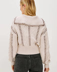 Lune Sweater Oatmeal Brown Whipstitch Sweater - Cardigans Rails