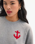 Le Court Sweatshirt Petit Chenile Anchor Grey Tops - Sweatshirts Clare V.