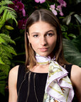 Orchid Symphony Silk Bandana Scarf Beige Scarves Lost Pattern NYC