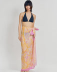 Coco Dream Beach Sarong Wrap Pink & Yellow Scarves Lost Pattern NYC
