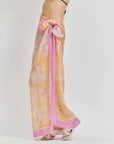 Coco Dream Beach Sarong Wrap Pink & Yellow Scarves Lost Pattern NYC
