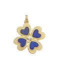 Lucky In Love Clover Pendant Lapis 18" Grande Rolo Necklaces Jane Win