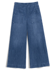 Madeline Patch Pocket Pull on Pant Distressed Indigo Denim - Flare & Wide Leg Frank & Eileen