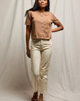 Maude Short Sleeve Cardigan Mocha Sweater - Cardigans perfectwhitetee