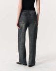 Miramar Wide-Leg Track Pant Washed Black Denim - Flare & Wide Leg rag & bone