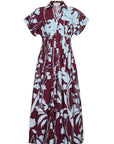 Nash Midi Dress Botanic Maroon Dresses - Maxi Cara Cara