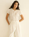 Oleta Top Salt Flock Dot Tops - Blouses Doen