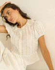 Oleta Top Salt Flock Dot Tops - Blouses Doen