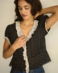 Orella Top Noir Dot Tops - Blouses Doen