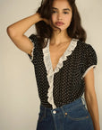 Orella Top Noir Dot Tops - Blouses Doen