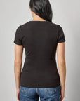 Short Sleeve Crew Black Tops - Tees Lilla P