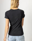 Short Sleeve Crew Black Tops - Tees Lilla P