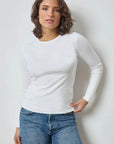 Long Sleeve Crew White Tops - Tees Lilla P